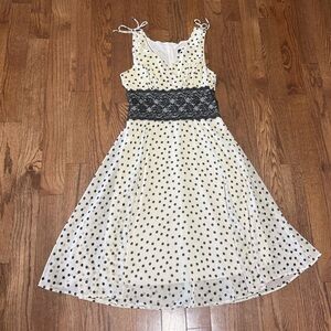 Connected Apparel Women’s Dress with Black Polka Dots